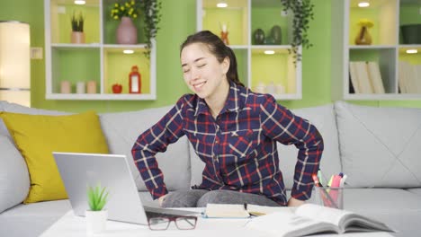 Asian-woman-working-from-home-handing-over-her-tasks-smoothly-and-relaxing.